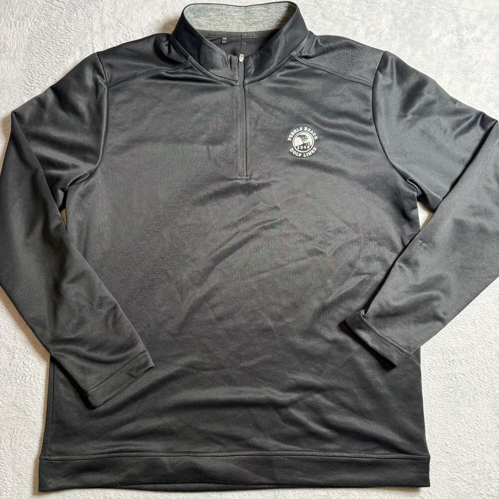 Adidas Pebble Beach Golf Links Jacket Hoodie 1/4 Zip Black Medium Pullover